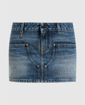 AMIRI Blue denim mini skirt with a frayed effect AWBMSK1018