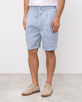 Brunello Cucinelli Blue wool and linen Bermuda shorts MZ408U0020
