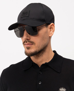 Dolce&Gabbana Black cap with monogram logo patch GH590ZGK065