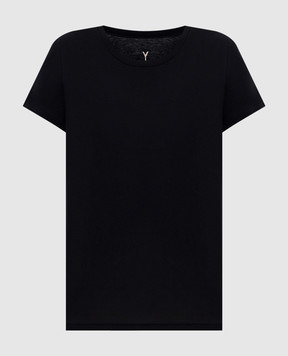 Y`S Yamamoto Black T-shirt with monogram embroidery YKT03060