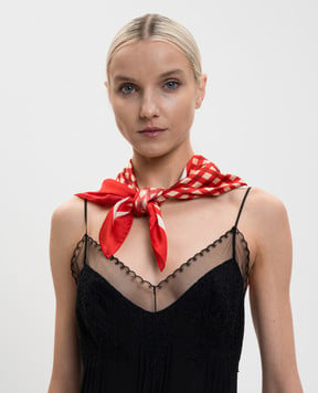 Ermanno Scervino Red checkered silk scarf D482R300XWO