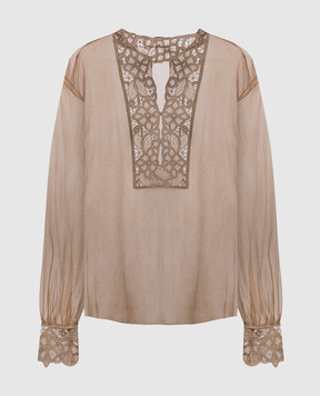Ermanno Scervino Brown silk blouse D482K766RFWB