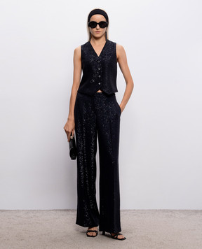 Peserico Blue sequined wool pants A0488701515