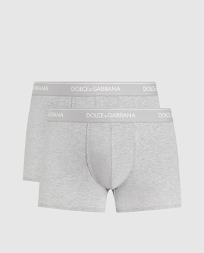 Dolce&Gabbana Set of grey melange boxer briefs with logo pattern M9C07JONN95
