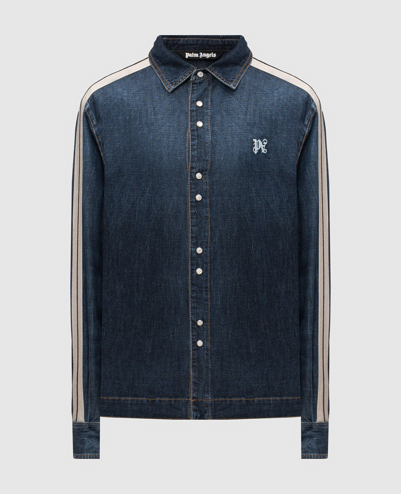 

Blue denim shirt with monogram logo Palm Angels