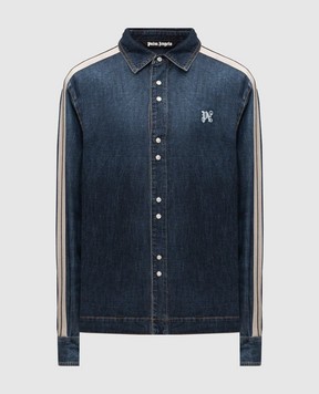 Palm Angels Blue denim shirt with monogram logo PMYE049R24DEN001