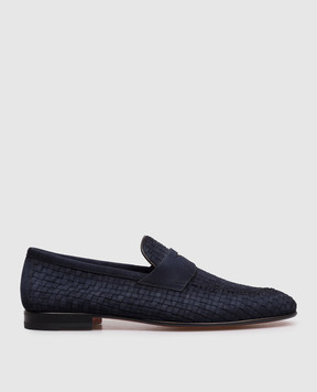 Santoni Blue suede braided loafers MCNG13903LA3SAYC