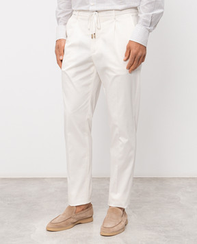 Peserico Ivory pants with logo patch R54774D02448