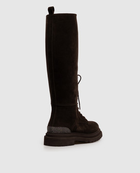 Brunello Cucinelli Brown suede boots with monil chain MZSFG3410