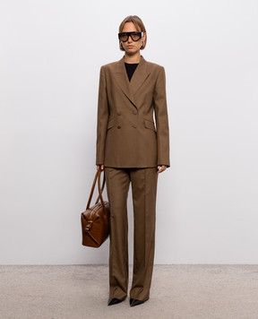 Gabriela Hearst Angela brown double-breasted wool and silk jacket 4265113W180