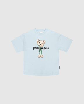 Palm Angels Children's blue T-shirt with print PBAA002S26JER004