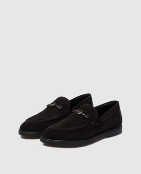 Stefano Ricci Black suede loafers with emblem UC62G2319SDP