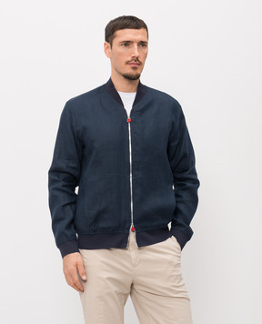 Kiton Blue linen bomber jacket UGO001H09690