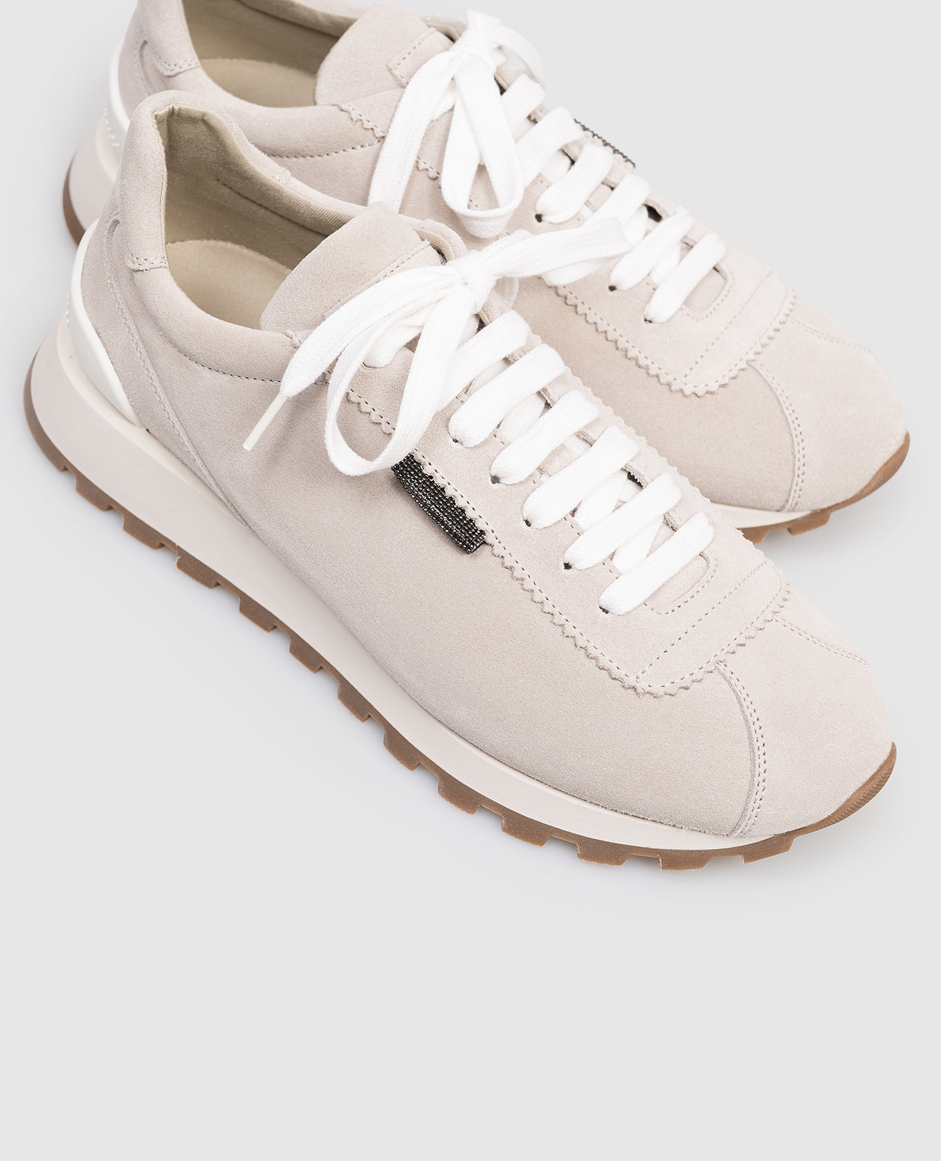 

Gray suede sneakers with a monil chain Brunello Cucinelli, Grey