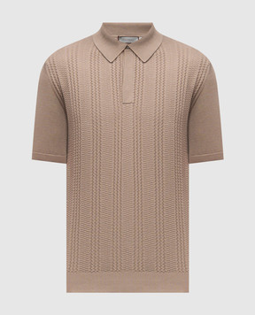 Canali Beige polo shirt with a pattern MK02463C1177
