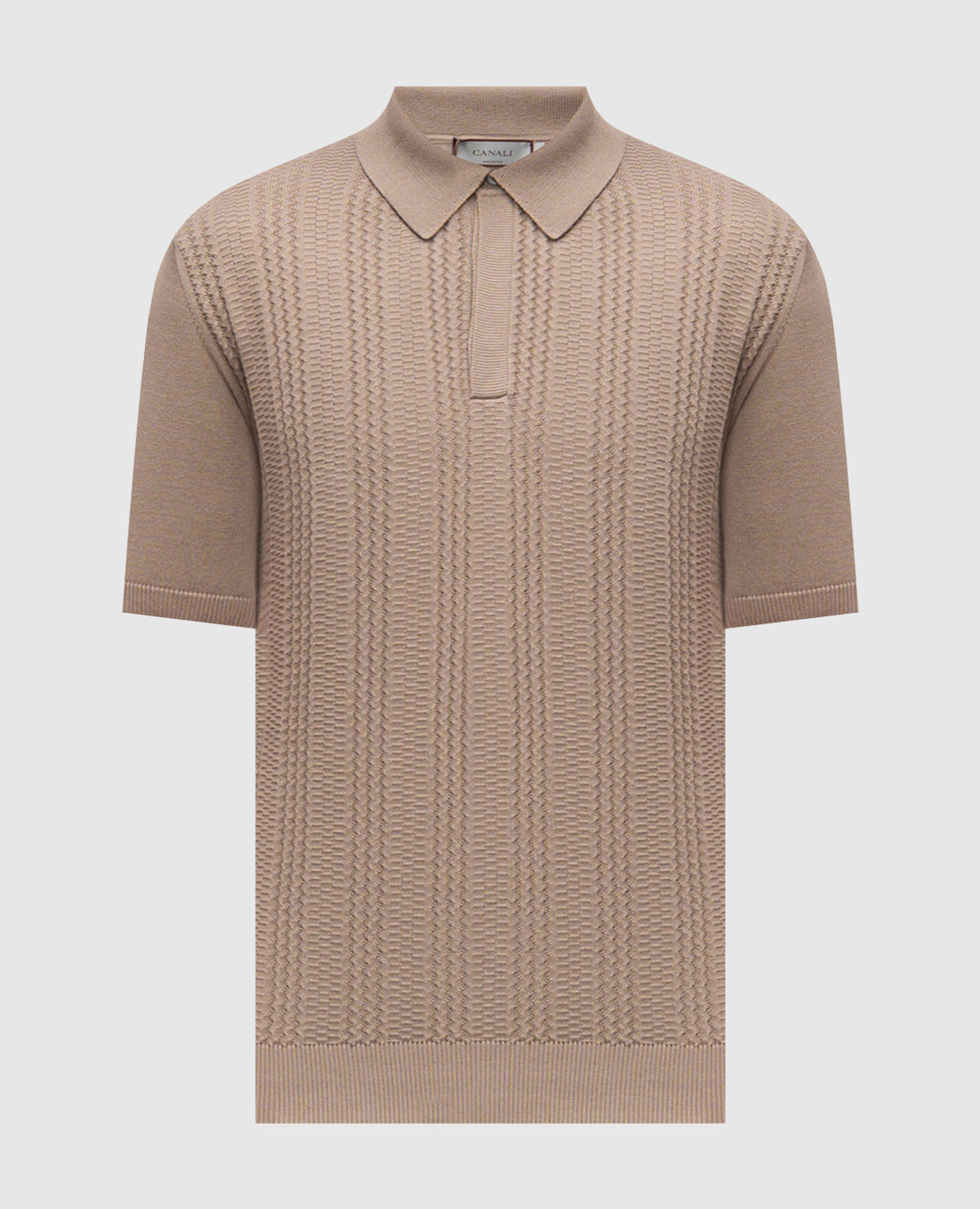 Beige polo shirt with a pattern