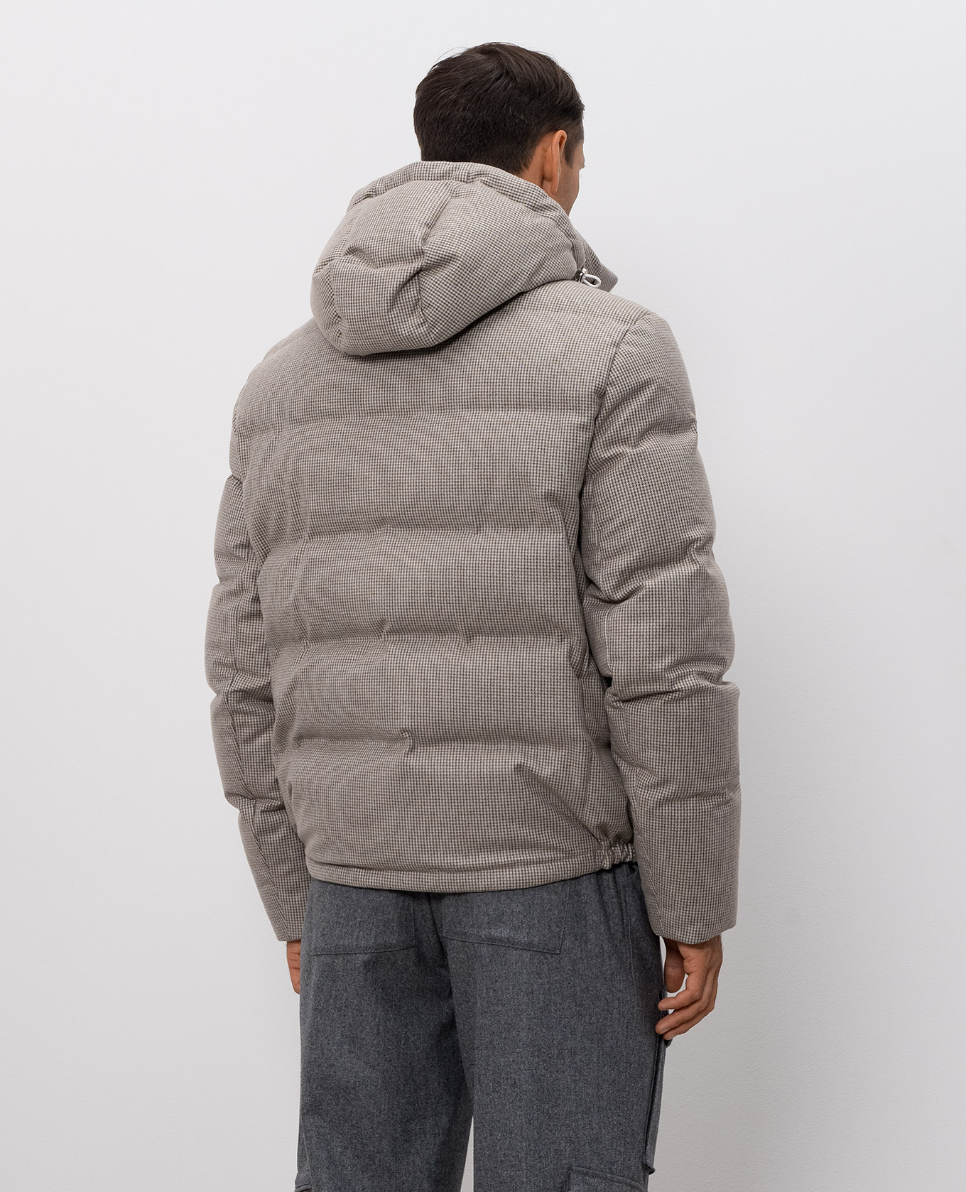 Gray cashmere and silk patterned down jacket Brunello Cucinelli 4