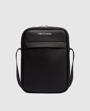 Trussardi Black leather bag with logo print Z589E006428NMBC02L33