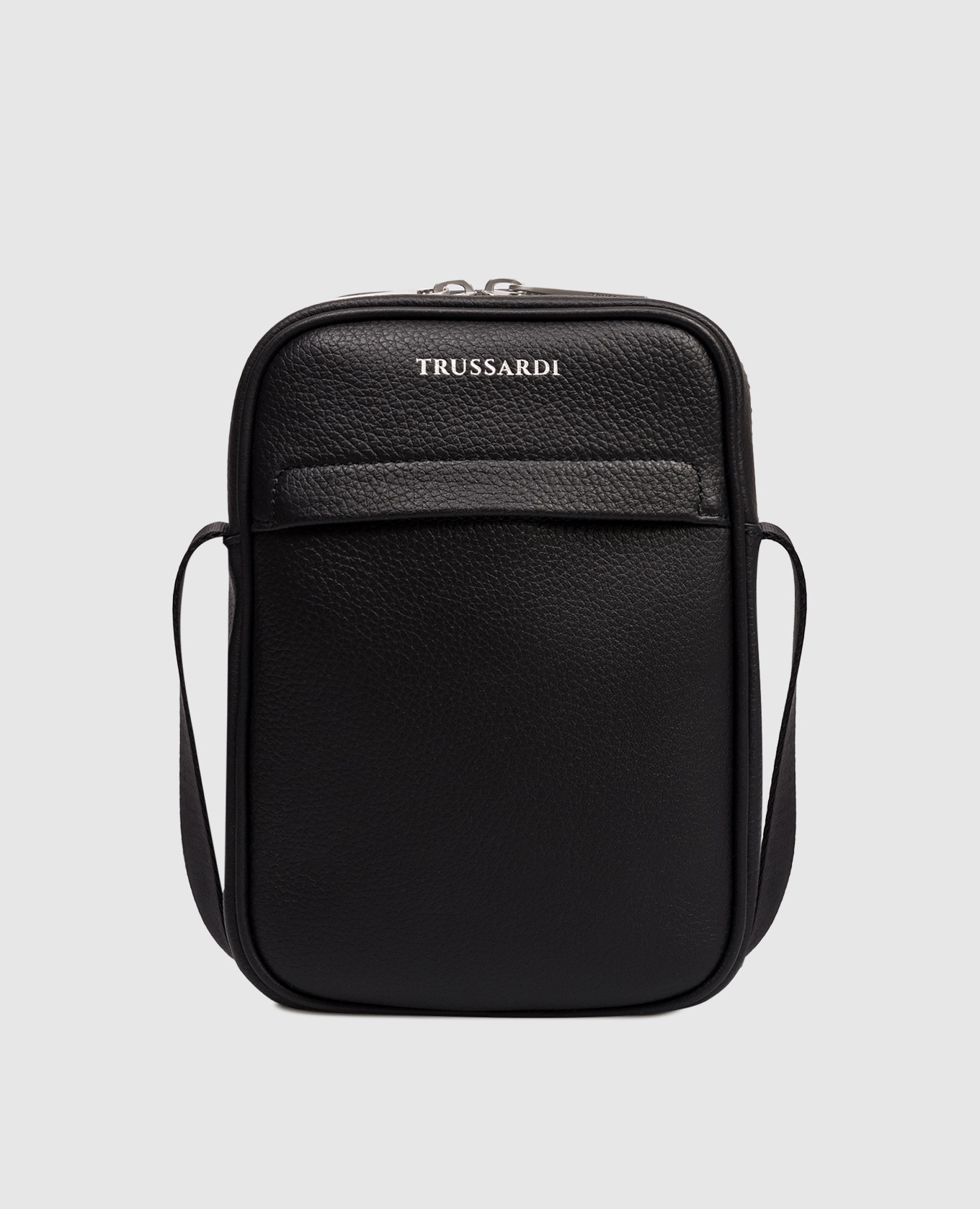 

Black leather bag with logo print Trussardi