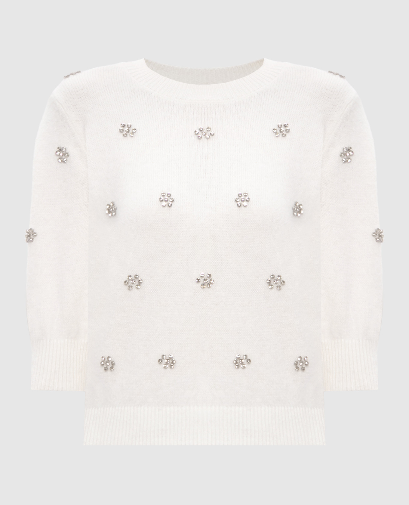 

White angora wool top with logo Twinset