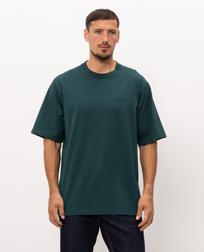 Dolce&Gabbana Green T-shirt with textured DG logo monogram G8PN9ZG7P7V