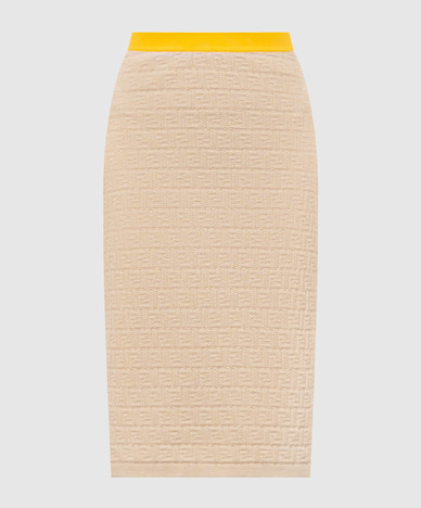 Beige skirt with patterned silk