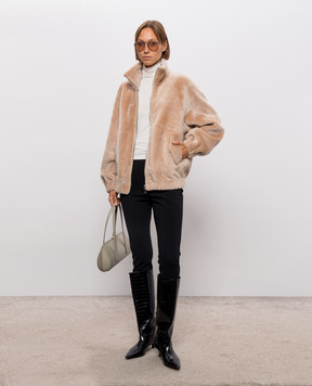 Babe Pay Pls Beige sheepskin coat with zipper 2628MERINO