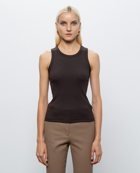 JOSEPH Brown Yeux ribbed tank top JF009854