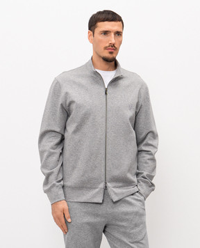 ISAIA Grey melange sports jacket with embroidered emblem MFRI19J0300