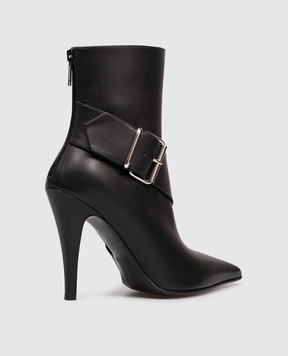 Alexander McQueen Black leather Heron Buckle ankle boots 846022WIAJD