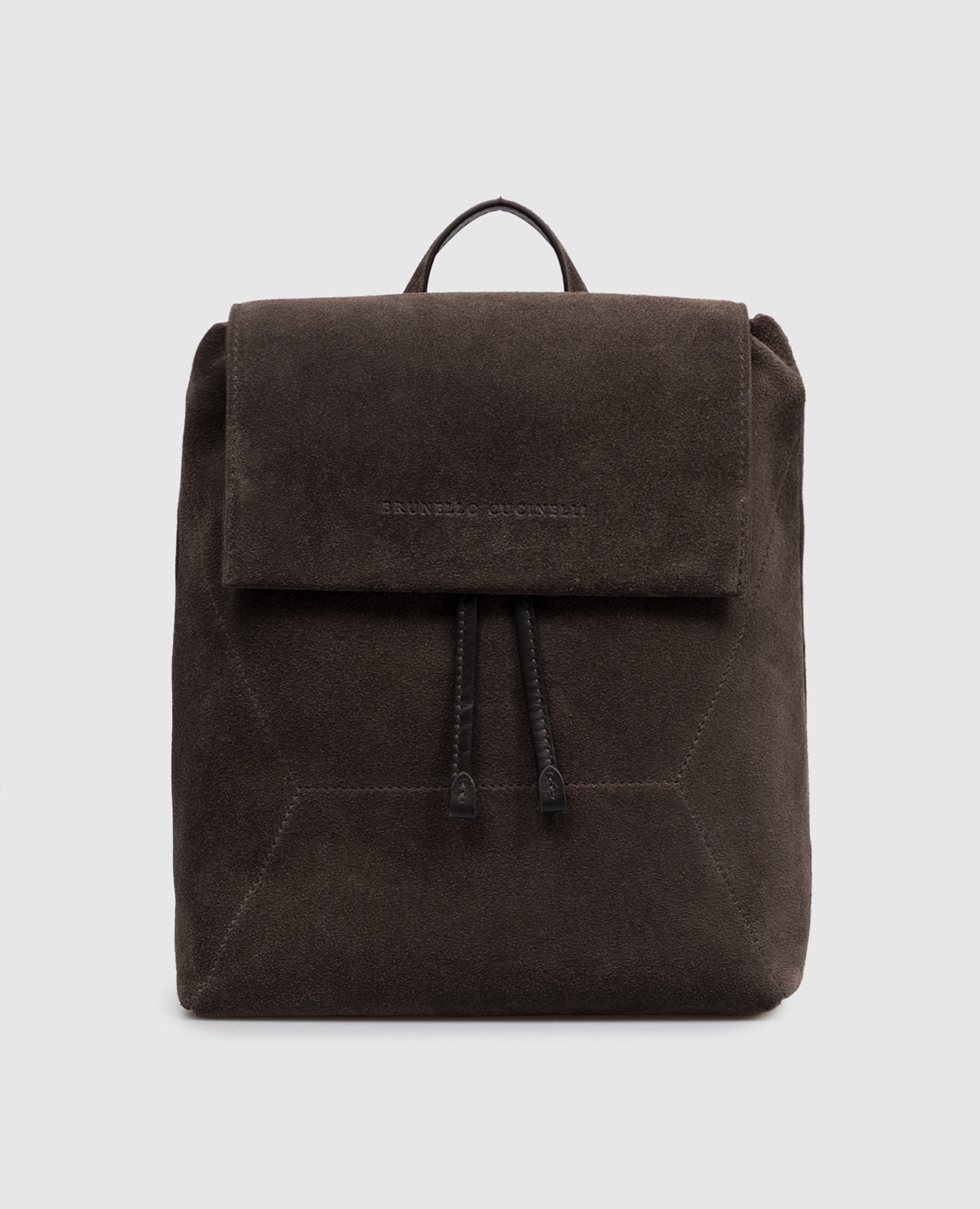

Brown suede backpack with embossed logo Brunello Cucinelli