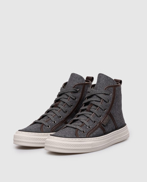 Brunello Cucinelli Gray high-tops with a monil chain MZ38G3331P