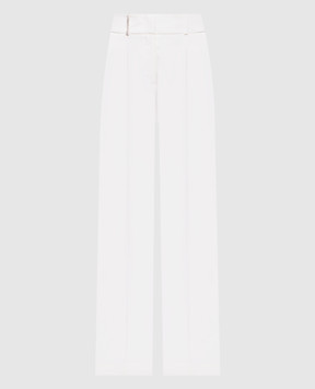 Peserico White wool pants with monil chain E0451805815