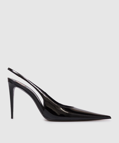 Black patent leather slingbacks GUERMANTES