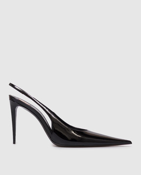 Saint Laurent Black patent leather slingbacks GUERMANTES 8705051TVAN