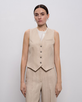 Peserico Beige linen vest A0303101920