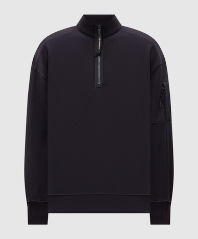 Blue sweatshirt with logo patch