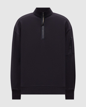 C.P. Company Blue sweatshirt with logo patch MSS033A005086W