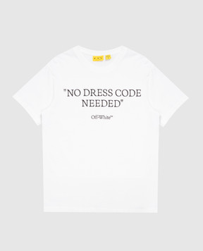 Off-White Children's white T-shirt with a print of the inscription 44BAA002F26J00I