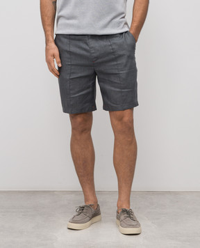 ISAIA Gray linen shorts PNC021P9120