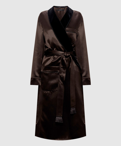 Brown pajama-style puffer coat