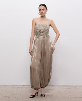 Nissa Beige corset top with crystals and drapery RTOPS16681
