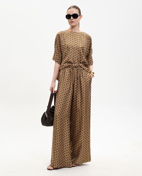 Max Mara CLARINO brown silk palazzo pants MXMCLARINO