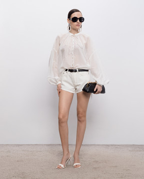 Jacob Lee White blouse with silk WSS0088SS26NW