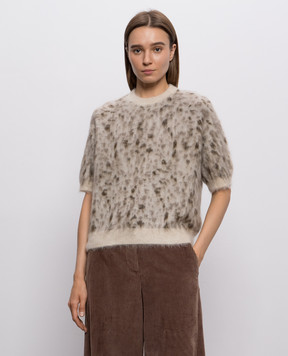 Brunello Cucinelli Beige top with printed wool M2I242510P