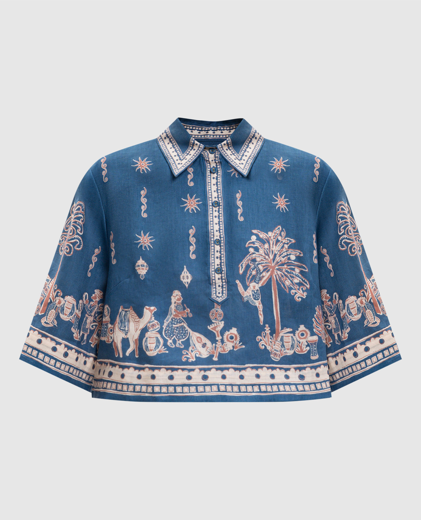 

Acacia blue linen polo shirt Alemais