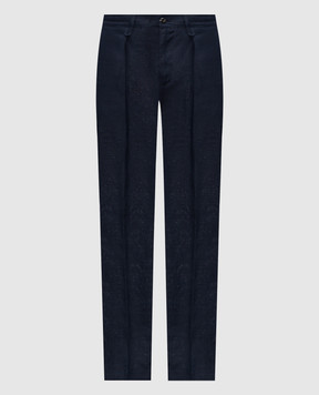 Officina 36 Rapallo blue linen pants 0272808723
