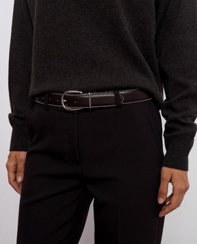 Peserico Brown leather belt with monil chain A32608C0CC894