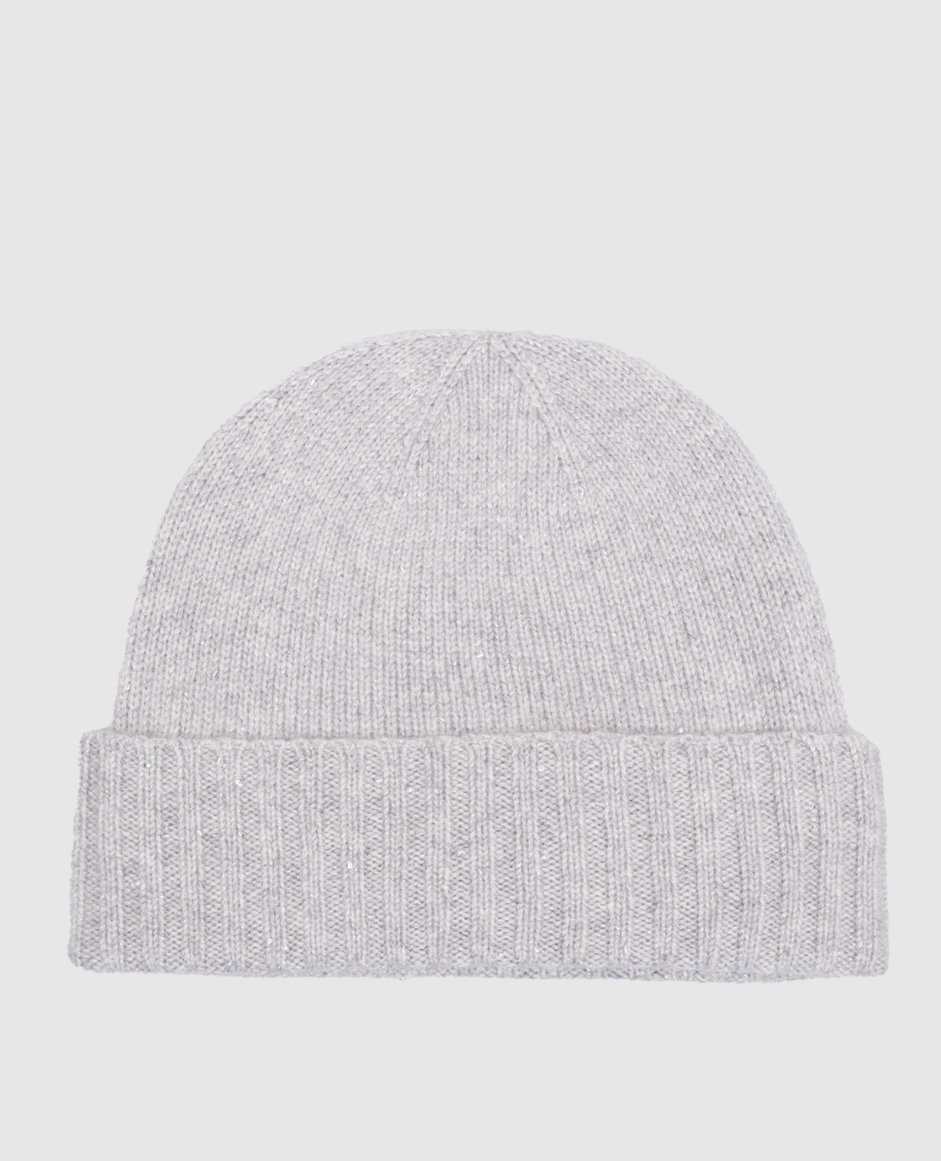 Gray cashmere hat with lurex
