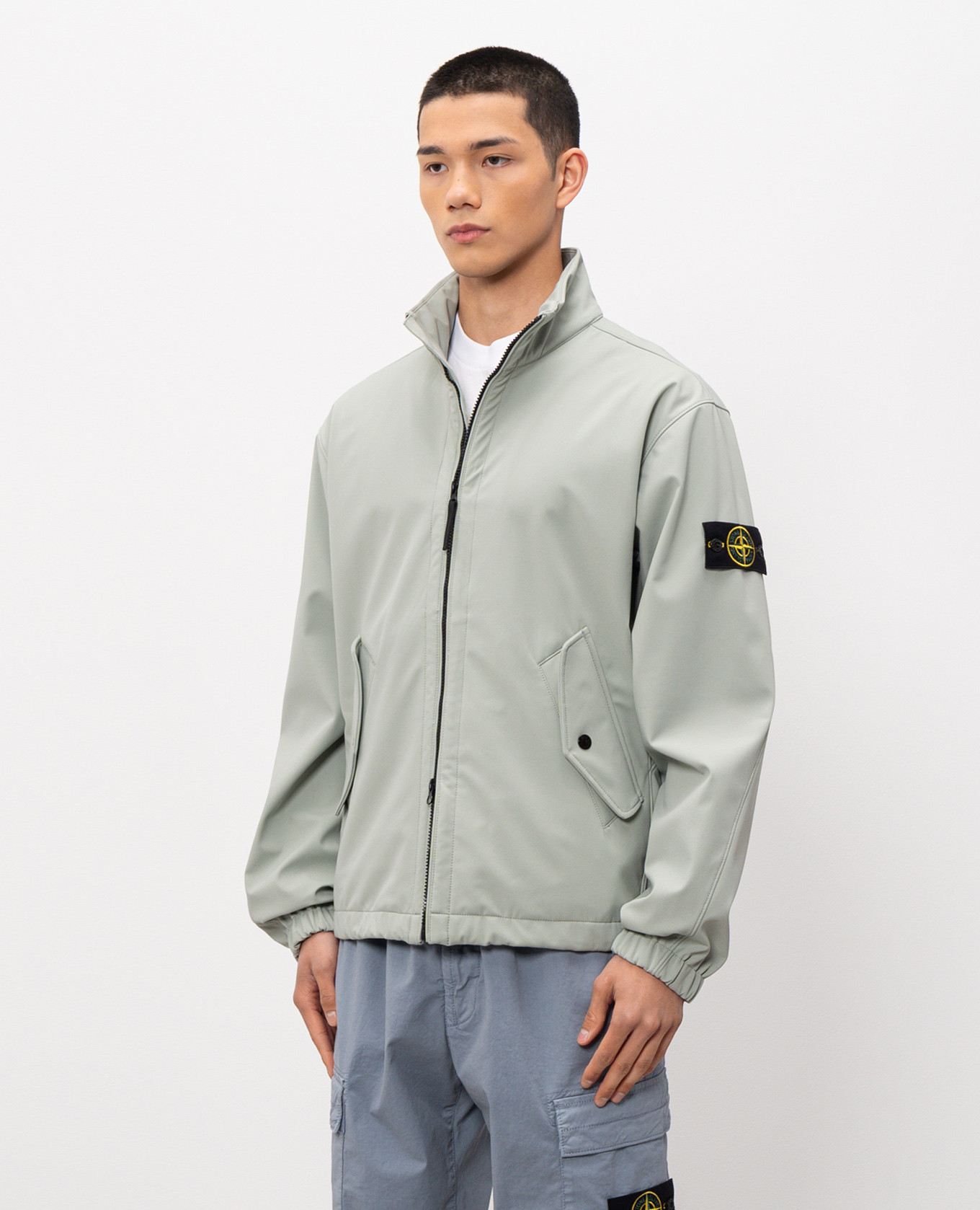 

Green jacket with logo patch Stone Island